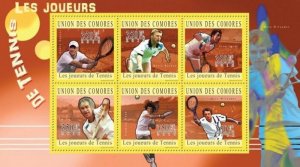 Comoro Islands 2010 TENNIS PLAYERS Sheet Perforated Mint (NH)