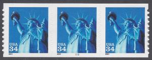#3477 34c Statue of Liberty PNC/3 P# 5555 2001 Mint NH