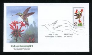 US 2646 Calliope Hummingbird UA Fleetwood cachet FDC