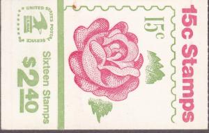 United States 1978 Complete Booklet 2 Panes of Eight(X.15cents) Flowers Stamps