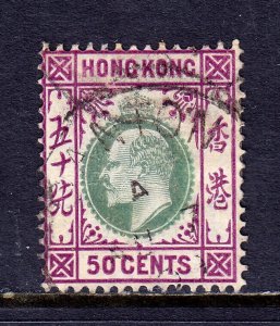 HONG KONG — SG Z207 —  1904-06 50c KEVI CANTON TREATY PORT — USED — SG £55