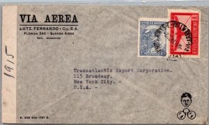 SCHALLSTAMPS ARGENTINA POSTAL HISTORY AIRMAIL CENSORED COVER ADDR USA YR’1940-45