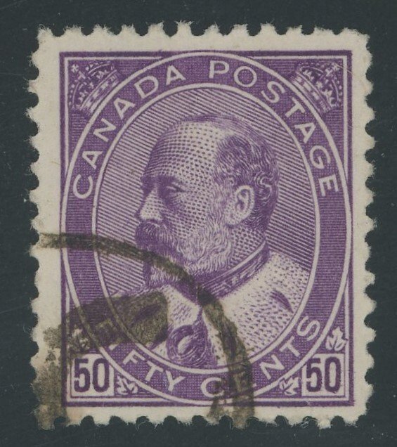 Canada - 95 - 50 cent King Edward VII - VF Used with Registered cancel