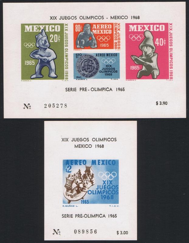 Mexico Olympic Games 1968 2 MSs SG#1106-1107 MI#Block 3-4