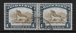 SOUTH AFRICA SGO17bw 1936 1/= BROWN & DEEP BLUE FINE USED