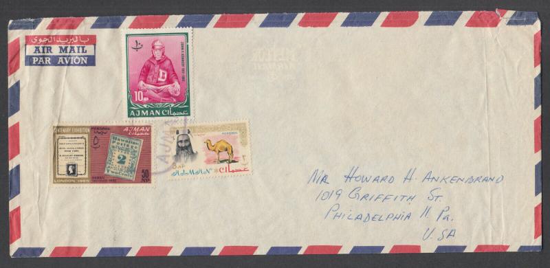 Ajman Sc 3, 19, 41 on c. 1965 Air Mail Cover to Philadelphia