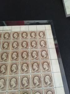 209 .10 Jefferson Sheet Of 100.  A Great Rarity. Beautiful.