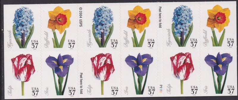 3903b Spring Flowers Booklet Pane MNH