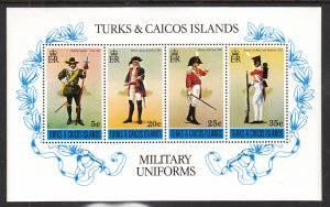Turks and Caicos 302a Military Uniforms Souvenir Sheet MNH VF