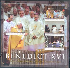 GRENADA GRENADINES POPE BENEDICT XVI  VISIT TO BARCELONA SHEET IMPERF  MINT NH