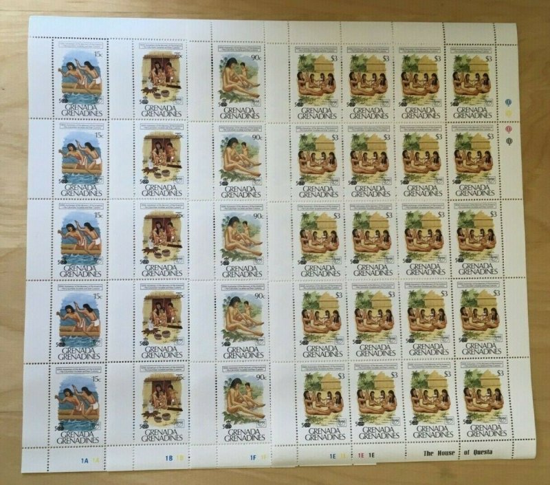 +FULL SHEETS Grenadines 1989 1120-3 - Discovery of America - Set of Sheets - MNH