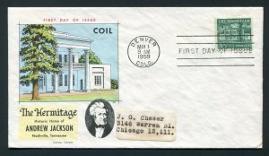 1959 The Hermitage Scott 1059 FDC - Fluegel Cachet - Denver, Colorado