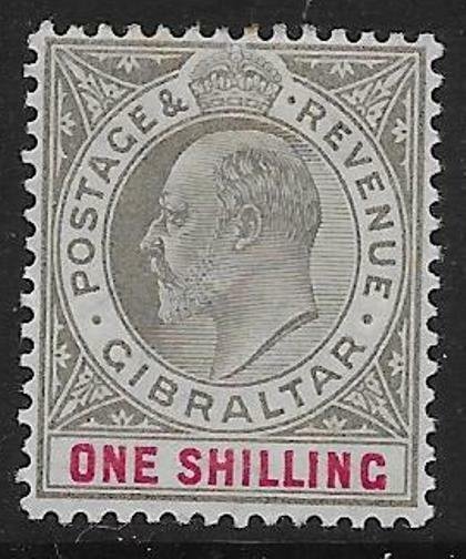 GIBRALTAR SG51 1903 1/= BLACK & CARMINE MTD MINT