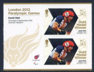 GB London 2012 Paralympics David Weir Gold 1st Class MNH SG3401a 