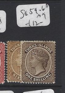 TURKS ISLANDS (P1805BB)  QV  6D, 1/-   SG 59-60   MOG