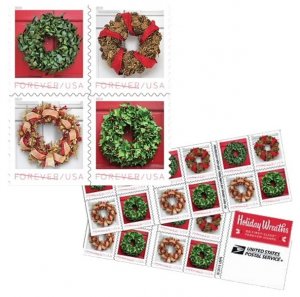 2019 Wreaths  forever stamps  5 Booklets 100pcs