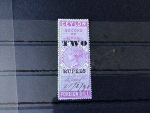 Ceylon Queen Victoria Foreign Bill Overprint Stamp Ref 56480