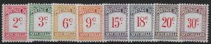 SEYCHELLES SGD1/8 1951 POSTAGE DUE SET MTD MINT 