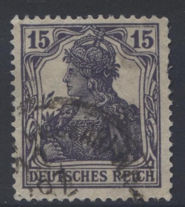 GERMANY. -Scott 100- Definitives -1917 - FU- Single  15pf  Dk Violet Stamp1