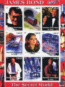 JAMES BOND 007 FILMS ACTORS Sheet Perforated Mint (NH)