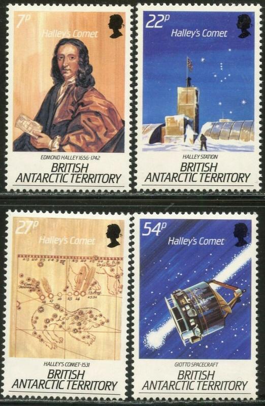 BR. ANTARCTIC BAT Sc#129-132 1986 Halley’s Comet Complete OG Mint NH