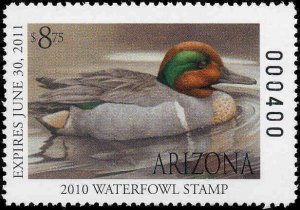 ARIZONA #25 2010 STATE DUCK GREEN WINGED TEAL  by Sherrie Russell Meline