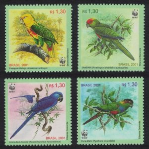 Brazil WWF Birds Parrots 4v 2001 MNH SC#2799 SG#3207 MI#3150-3153