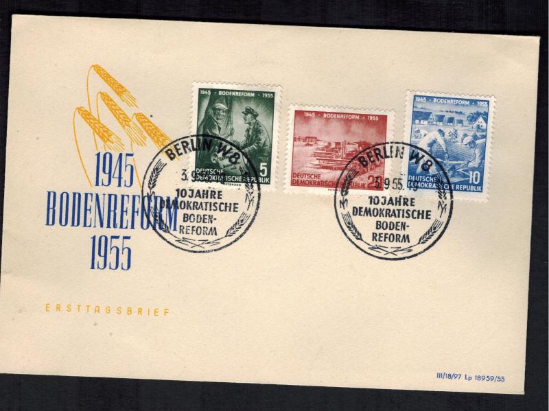 1955  East Germany DDR First Day Cover land Reform Set FDC 