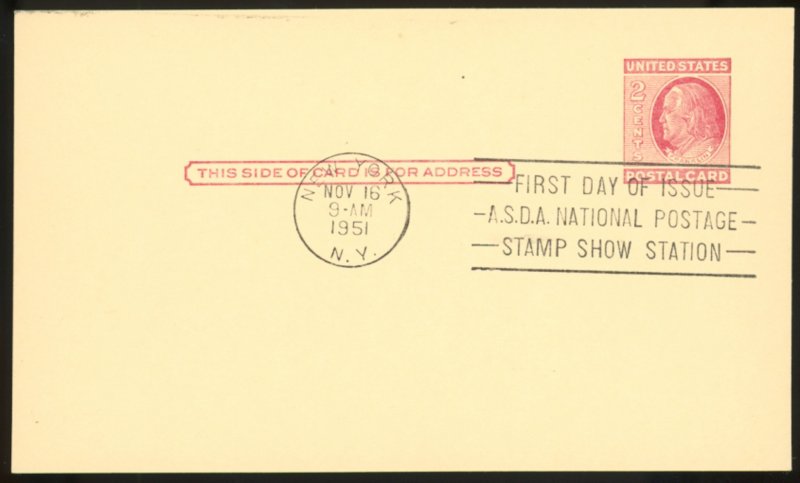 U.S. #UX38 FDC F-VF POSTAL CARD