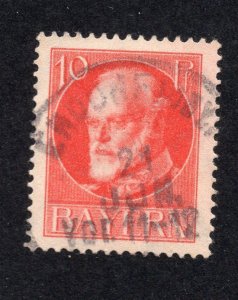 Bavaria 1916 10pf carmine rose Ludwig III, Scott 99 used, value = $2.00
