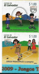 EL SALVADOR 2009 UPAEP CHILDREN GAMES TRADITIONAL GAMES 2 VALUES MNH