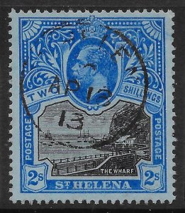 ST.HELENA SG80 1912 2/= BLACK & BLUE ON BLUE USED