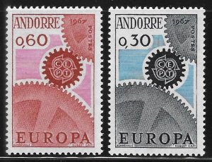 Andorra French Admin 1967 Europa Sc 174-175 MNH A1754