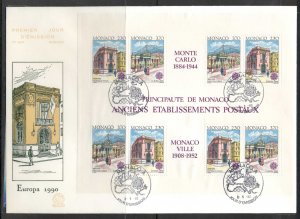 Monaco 1990 Europa Post Offices XLMS FDC