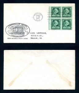 # 864 block of 4 First Day Cover with Maine Historical cachet - 1-29-1940 - # 3