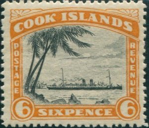 Cook Islands 1932 SG104a 6d RMS Monowai no wmk p14 MNH