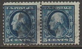 U.S. 504, 5¢ WASHINGTON. HORIZONTAL PAIR, USED. F. (825)