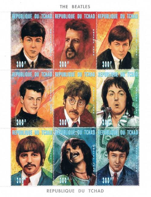 Chad 724 MNH Sheet of 9 Beatle Portraits (ML0297)