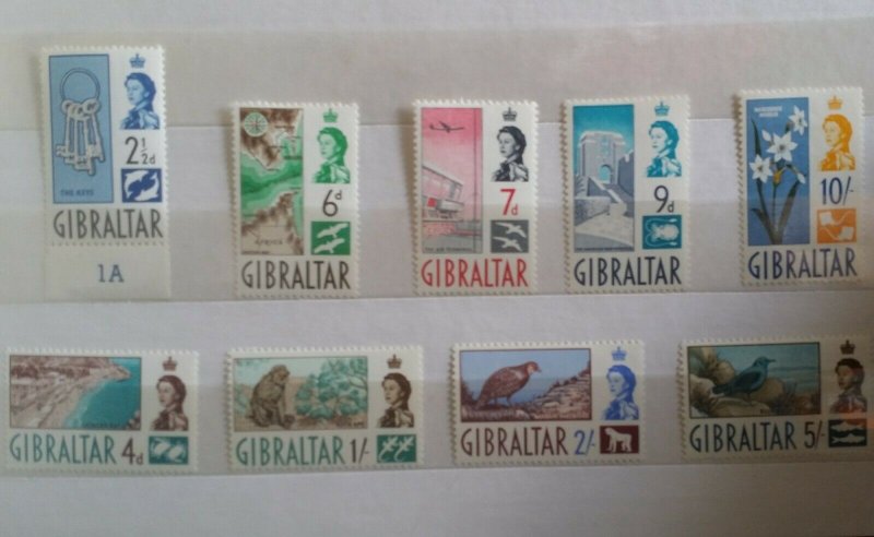 Gibraltar 1960 Definitives lightly mounted mint stamps to 10/-