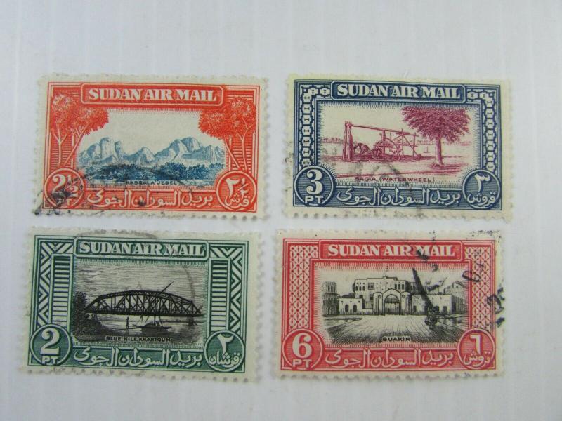 1950 Sudan SC #C35//C41  4 Nice Two-tone used airmail stamps