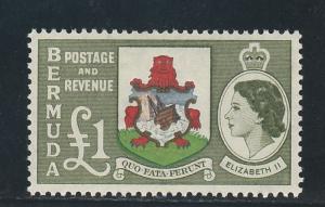 BERMUDA 1953 QEII ARMS 1 POUND TOP VALUE 