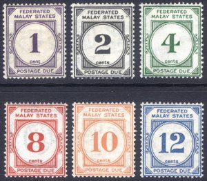 Malaya 1924 1c-12c POST DUE Scott J1-J6 SG D1-D6 MLH Cat $36