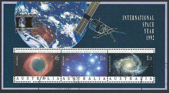 AUSTRALIA 1992 Space Year souvenir sheet opt COLUMBIAN EXPO fine used.....40945b