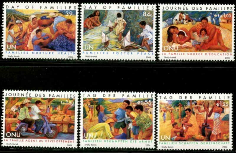 UNITED NATIONS Sc# NY 913-4 GE 457-8 VI 380-1  2006 Intl. Day of Families MNH