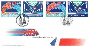 FIRST DAY COVER GREAT BRITAIN AND FRANCE JOINT ISSUE SET OF (4) 1994