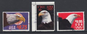 US Sc 2394, 2540, 2541 used. 1988-1991 Priority & Express Mail Eagles, F-VF