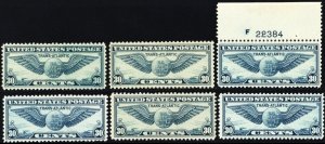 C24, MNH F-VF WHOLESALE Lot Of Six Stamps CV $66 - Stuart Katz