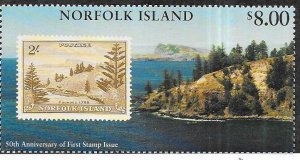 Norfolk Islands  #626 $8 50th Anniv of Stamp issue (MNH)  CV $13.00