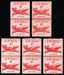 US Stamps # C41 Airmail MNH F-VF Line Pair Lot Of 5