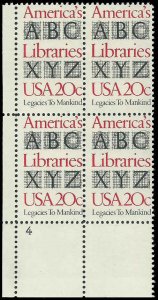 PCBstamps   US #2015 PB   80c(4x20c)American Libraries,MNH, (PB-3)